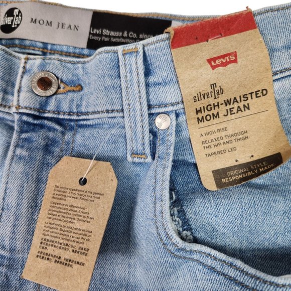 Levis Silver Tab Womens‎ High Waisted Mom Jean 31/27 Light Was Distressed NEW - Picture 7 of 16